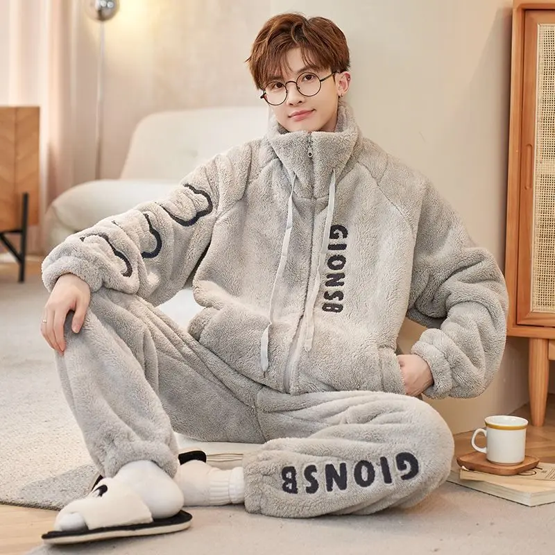 يمكن ارتداؤها خارج صالة الخريف والشتاء منامة مجموعة أزياء جديدة للأولاد المرجان الصوف سميكة الصوف لينة الباردة والرياح #2