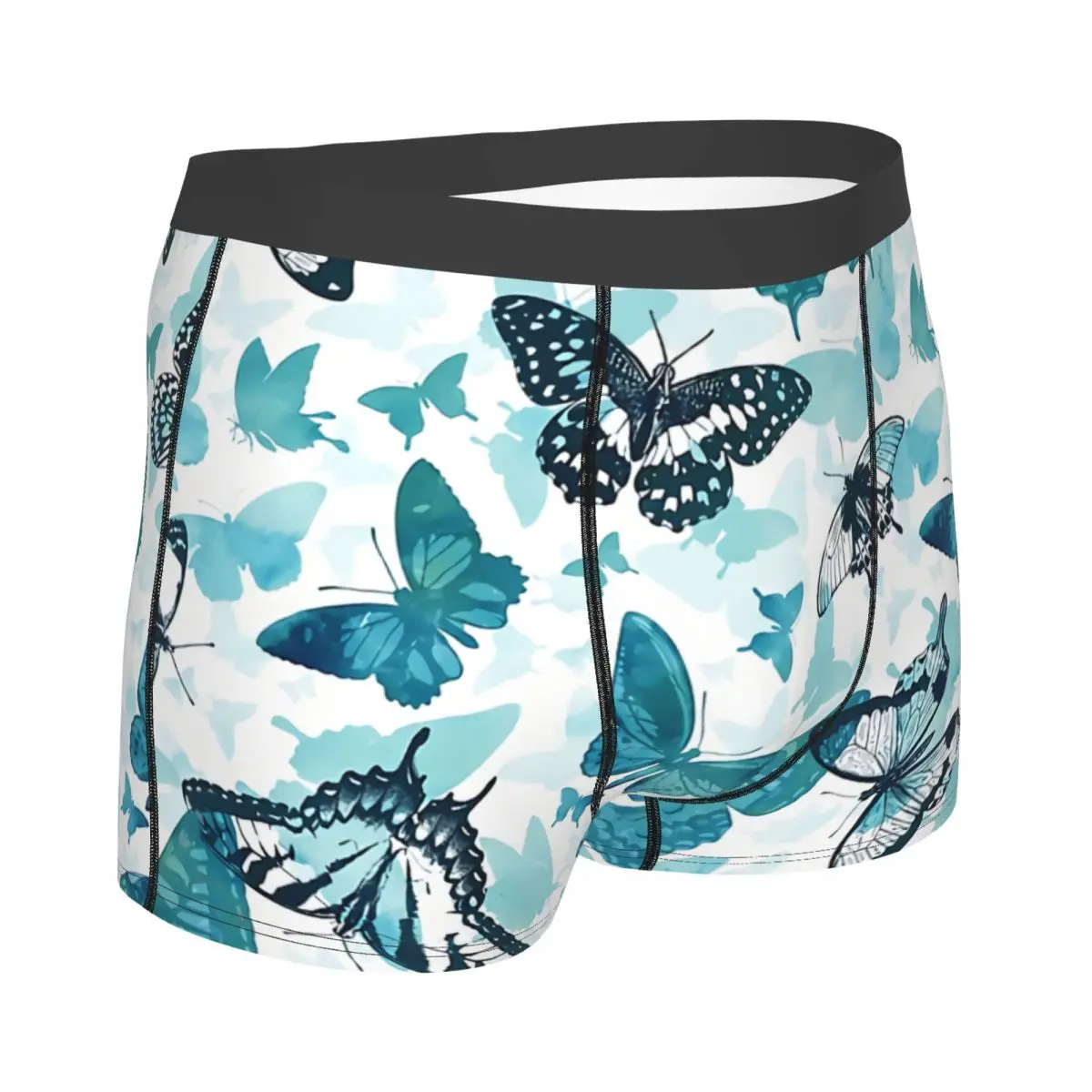 Butterfly Glow In Turquoise Blue Man's Boxer Briefs Breathable Funny Underwear High Quality Print Shorts Gift Idea