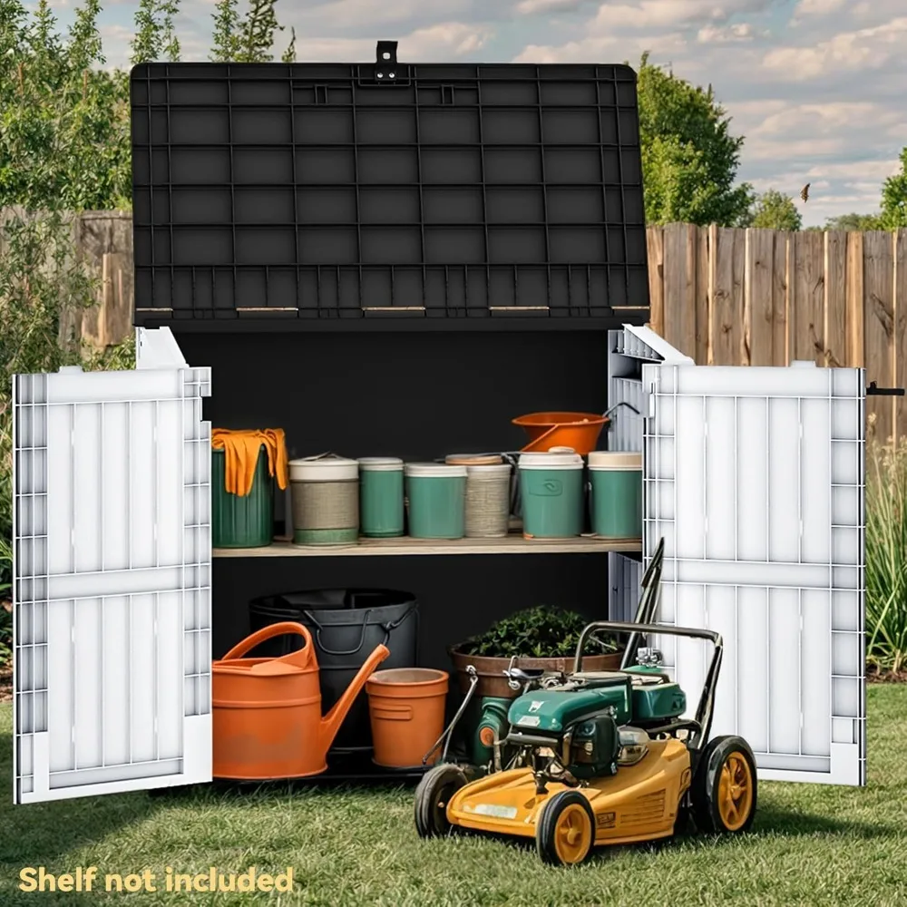 

36 cu ft Tool Storage Shed, Patio, and Garden, Resin Plastic Shed with Sloped Lid, Lockable Door, and Wood Grain Finish