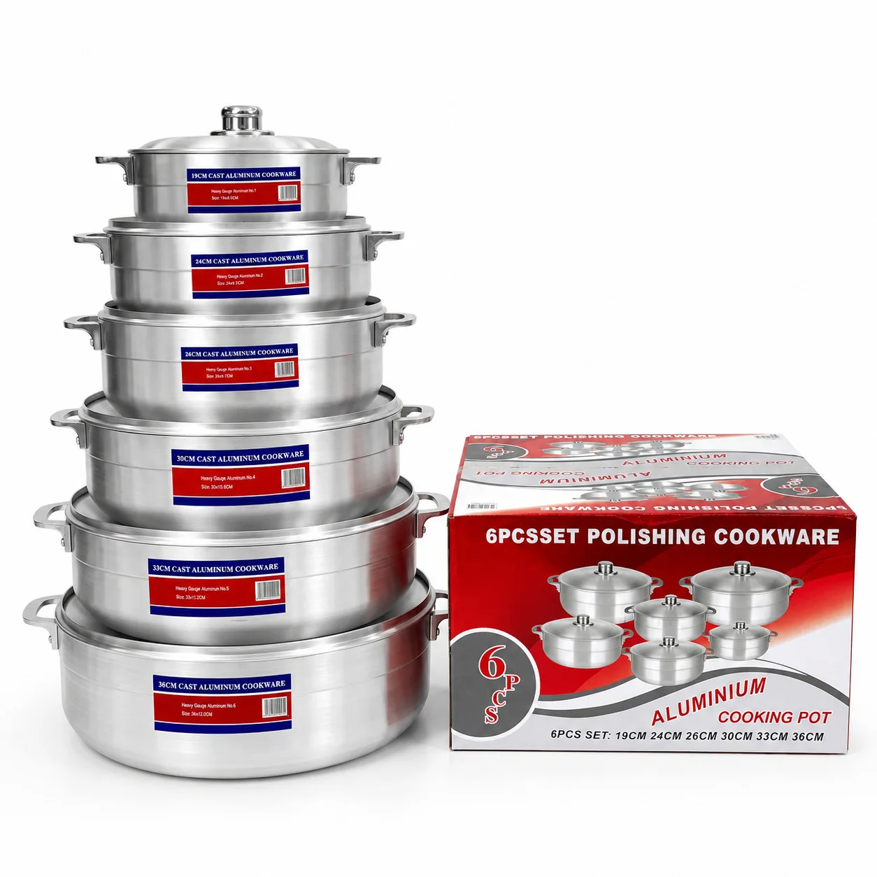 Cookware Set Kitchen Accessories Aluminum Round Soup Pot 6PCS Non Stick Stewed Pot Set Cast Cookware Set Casserole Big