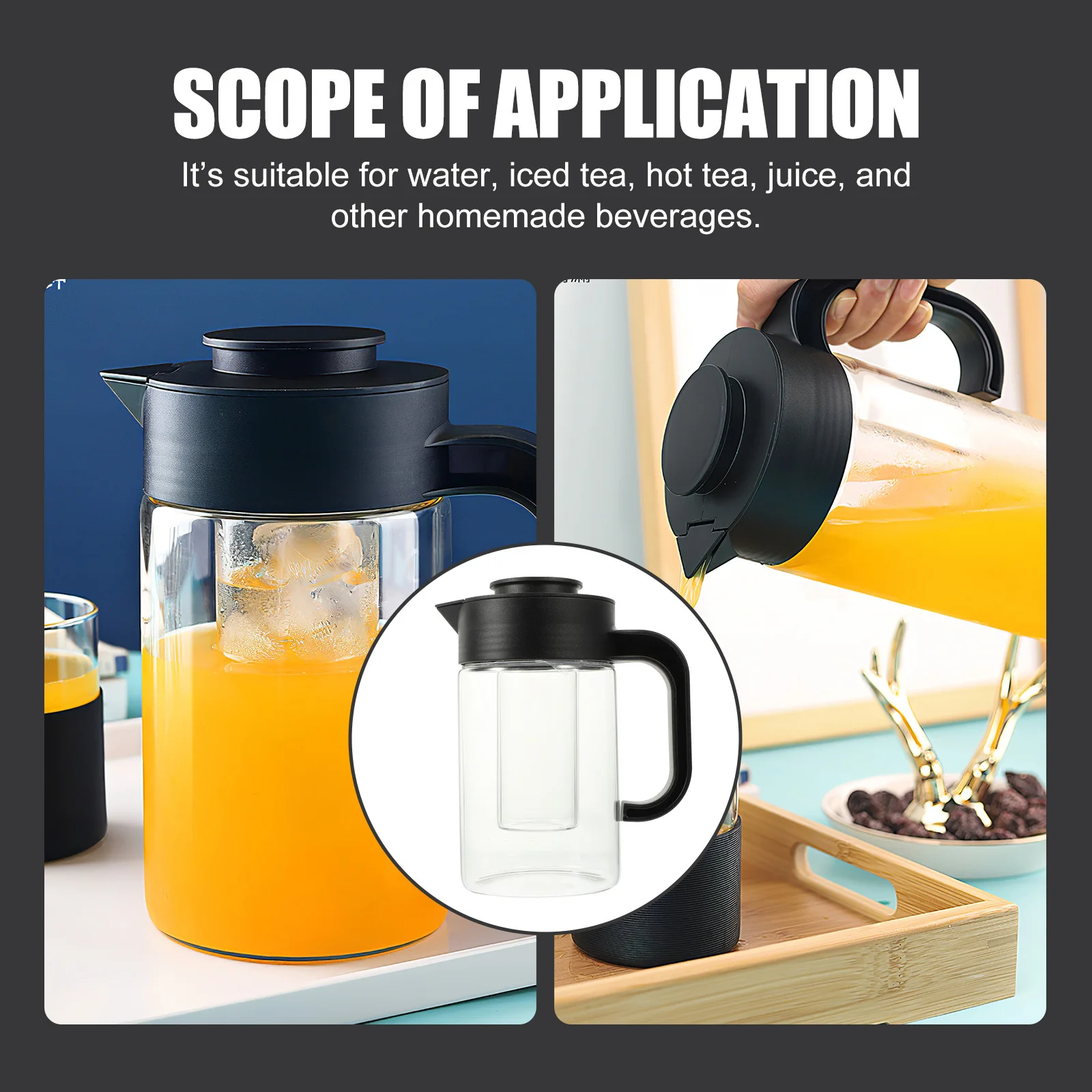 

Glass Juice Kettle Large Capacity Food-Grade Material Convenient Water Pitcher for Home Party Hotel Office Coffee Pot