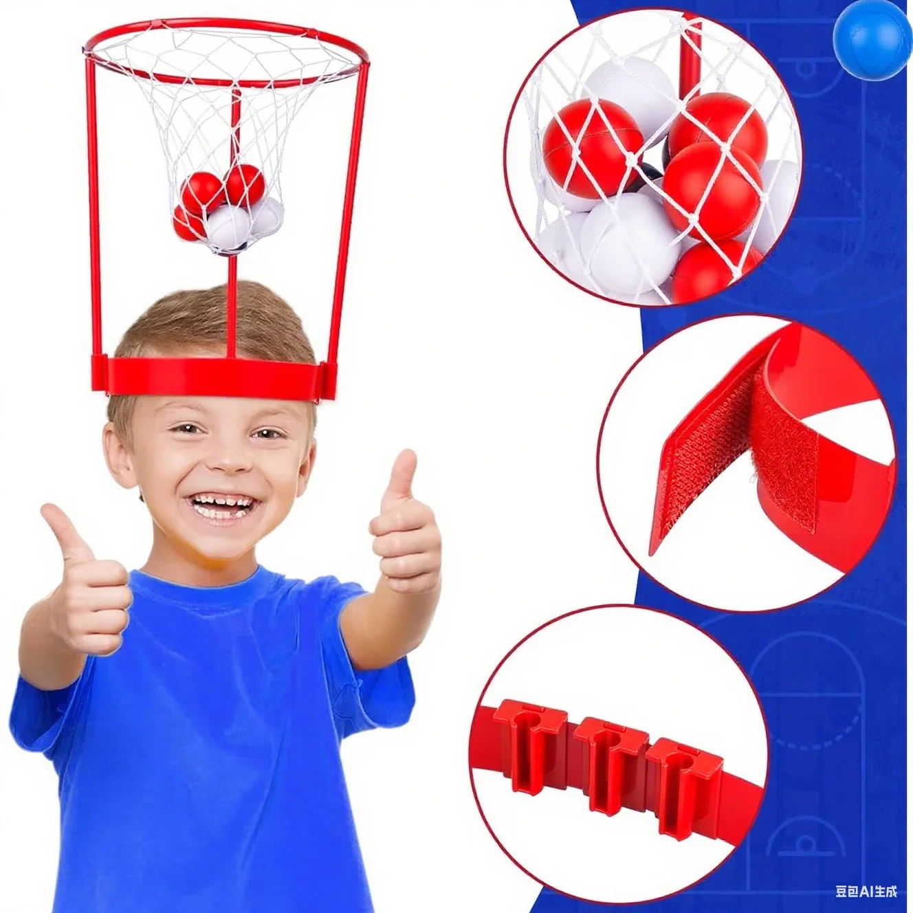 Criatividade cabeça hoop basquete festa jogo para crianças e adultos cesta ajustável net bandana com 20 bolas atividade ao ar livre diversão gif