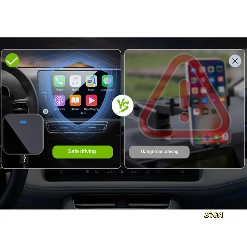 For  Carplay Adapter Car Wired To Wireless Smart Aibox Box Car Interconnect Multi-Function Adapter Easy To Use ,Black,B