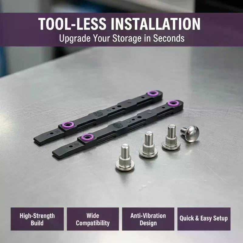 Black Plastic Hard Drive Mounting Rails, Tool-Free Installation, Compatible with 3.5