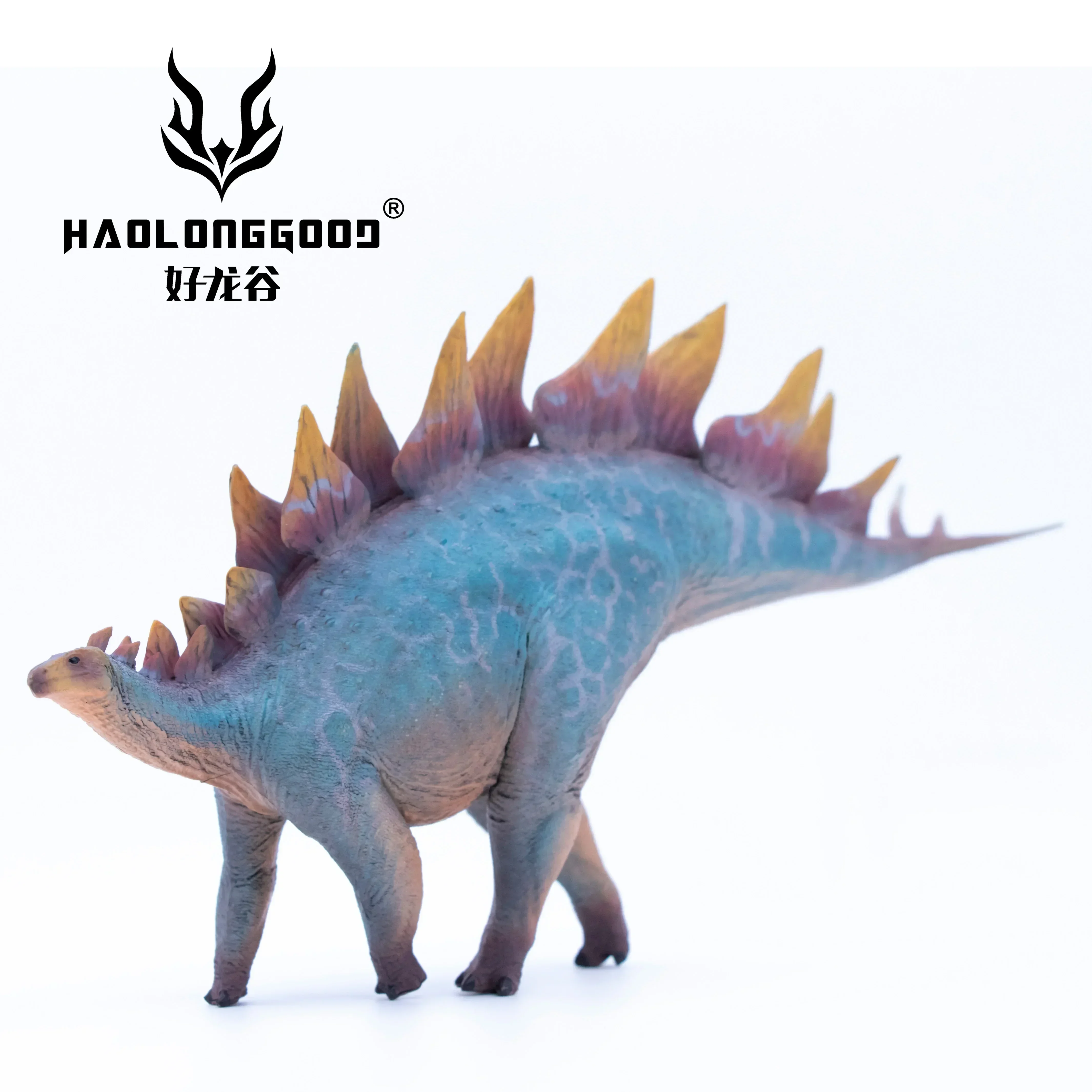 1:35 HAOLONGGOOD mainan Stegosaurus Model hewan akademis