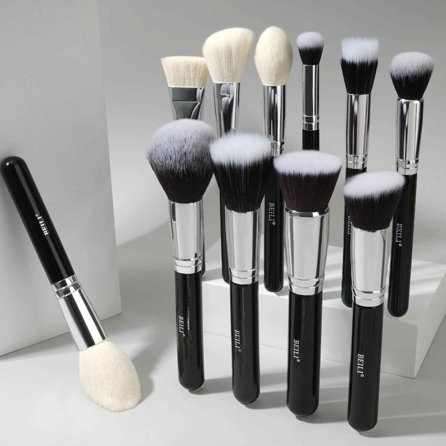 Black 25pcs Natural Hair Professional Makeup Brushes Private Label Luxury Full Foundation Eyeshadow Brush Set Make up