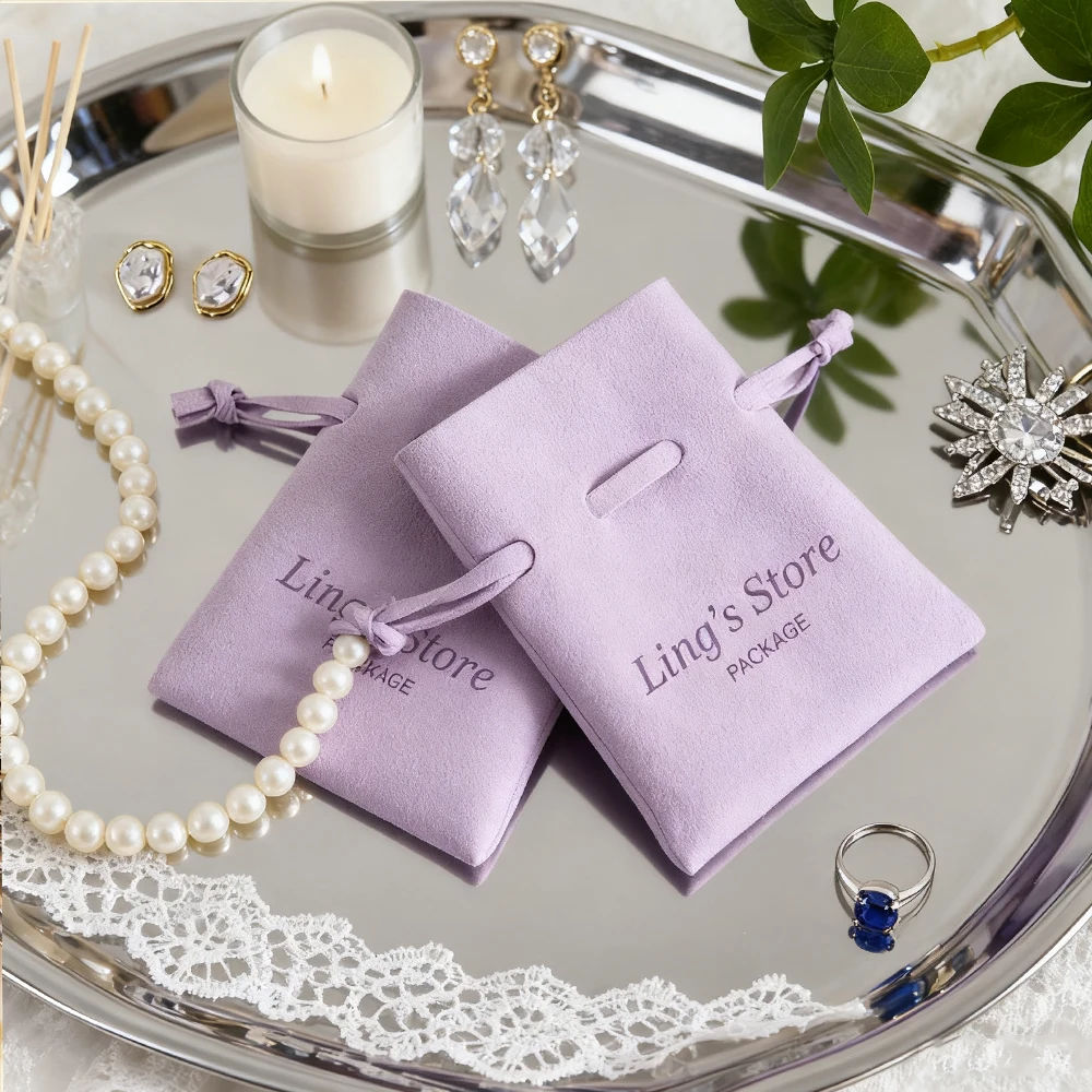 

100 шт., дизайнерская упаковочная сумка из микрофибры, серьги, ожерелье, подвеска, сумка для хранения, высококачественный компактный подарочный чехол