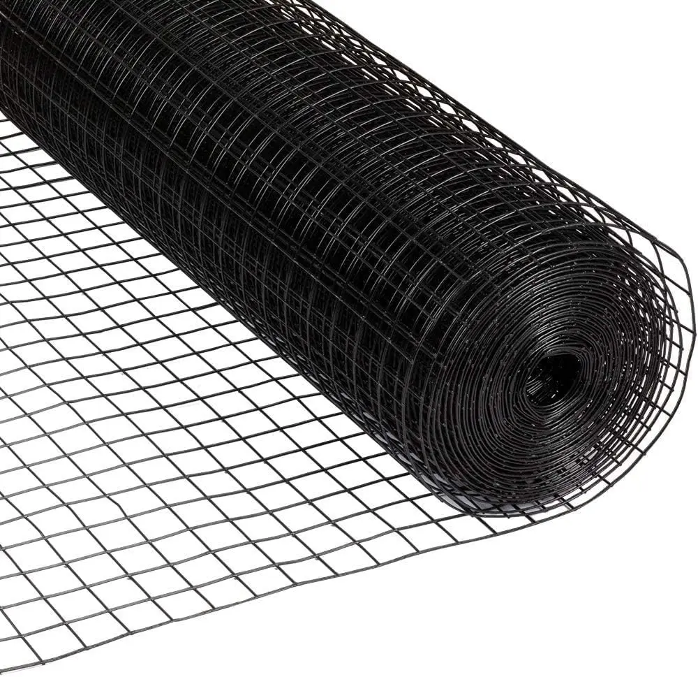 16 Gauge Black Vinyl Coated Welded Wire Mesh Size 0.5 inch by 1 inch (4 ft. x 100 ft.)