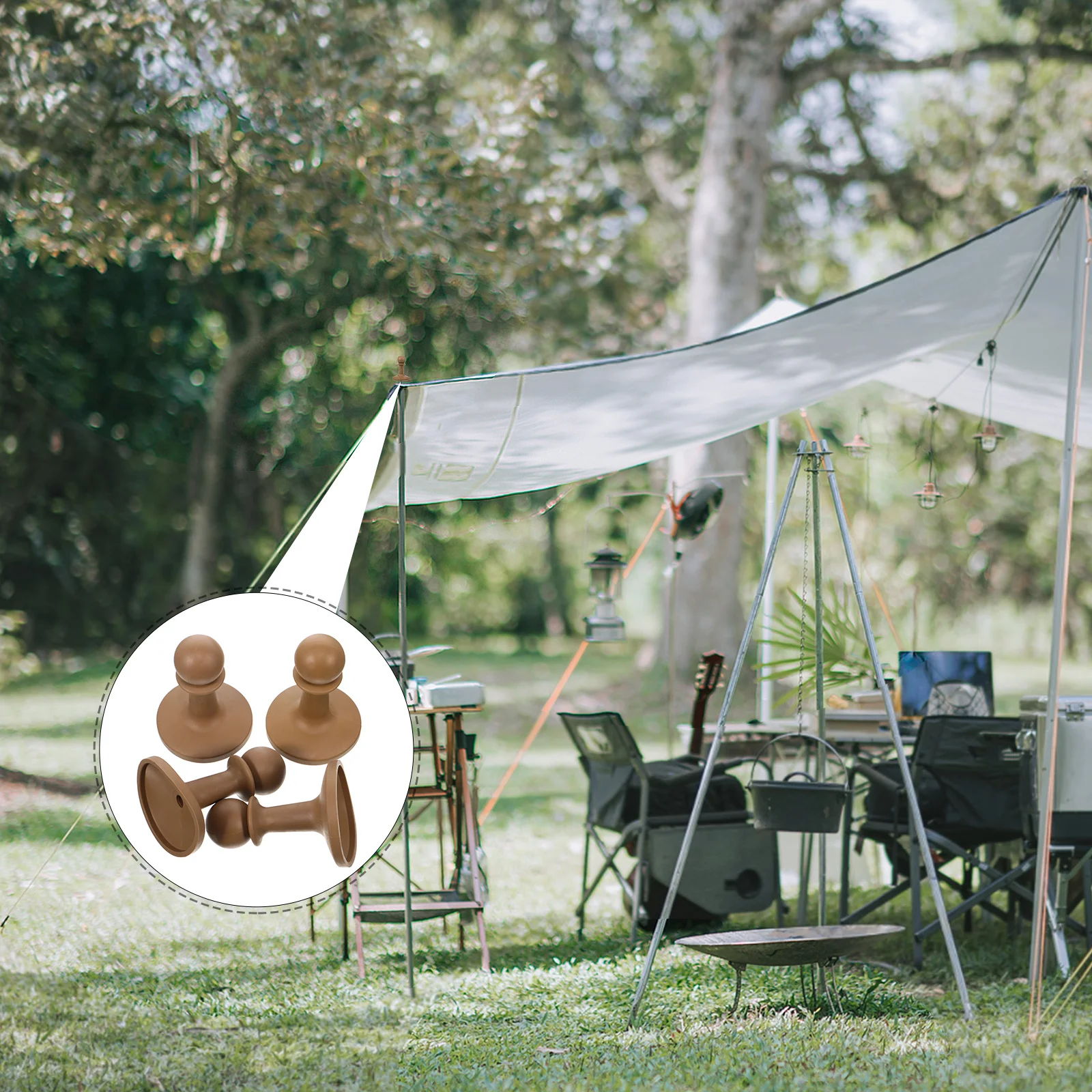 

4Pcs Outdoor Tent Pole Tips Tpr Anti Slip Pyramid Canopy Support Caps Chess Guard Anti Thunder for Hiking Camping Patio