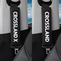 1PCS Cowhide Car Logo Styling Seat Belt Shoulder Protective Cover For OPEL Crossland X OPC Auto Safety Belt Cover Accessories