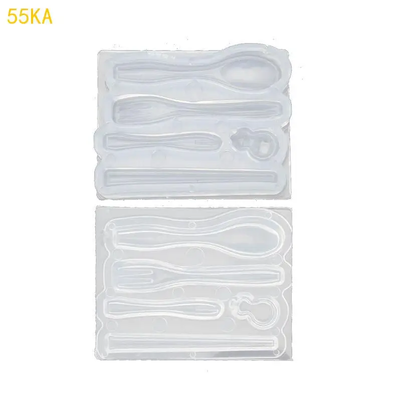 DIY Art Silicone Mold 3D Tableware Mold Chopsticks Spoons Forks Mold Necessary DIY Tool Molds Transparent 55KA