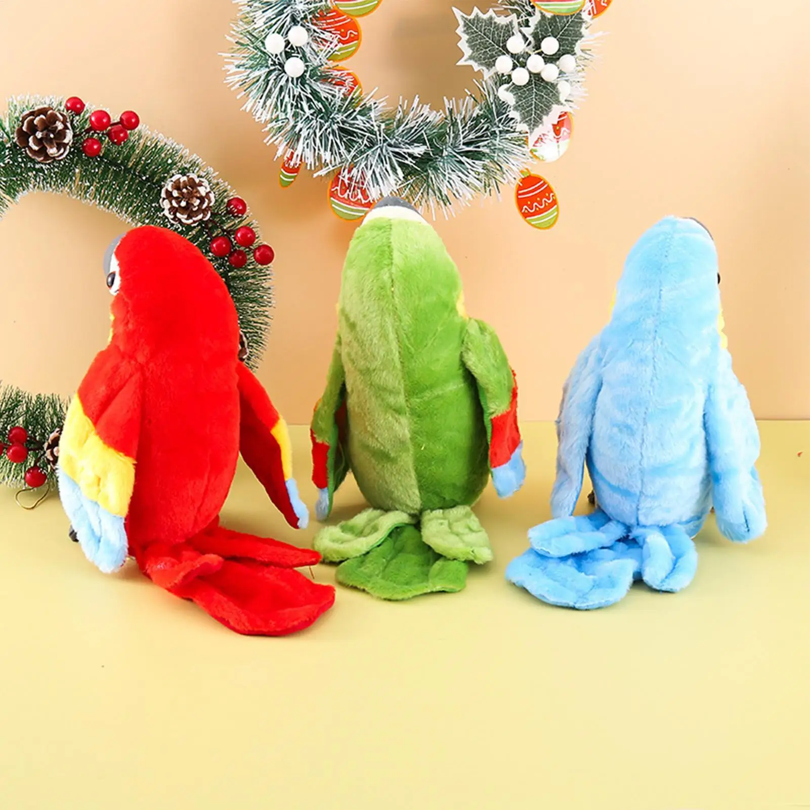 أداة تتحدث على شكل طائر ناطق من القطيفة، لعبة تعليمية على شكل ببغاء Twerking واقعي لتدريب الكلام وأعياد الميلاد والسفر في الهواء الطلق