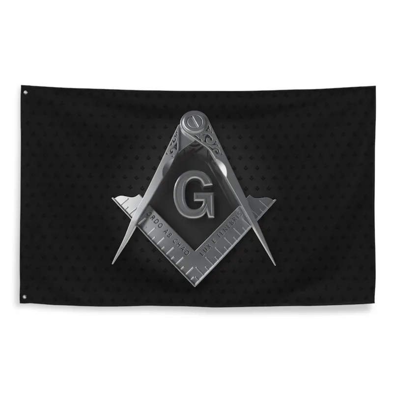 1pc Masonic Freemason Flag Silvery Square and Compass(3X5)