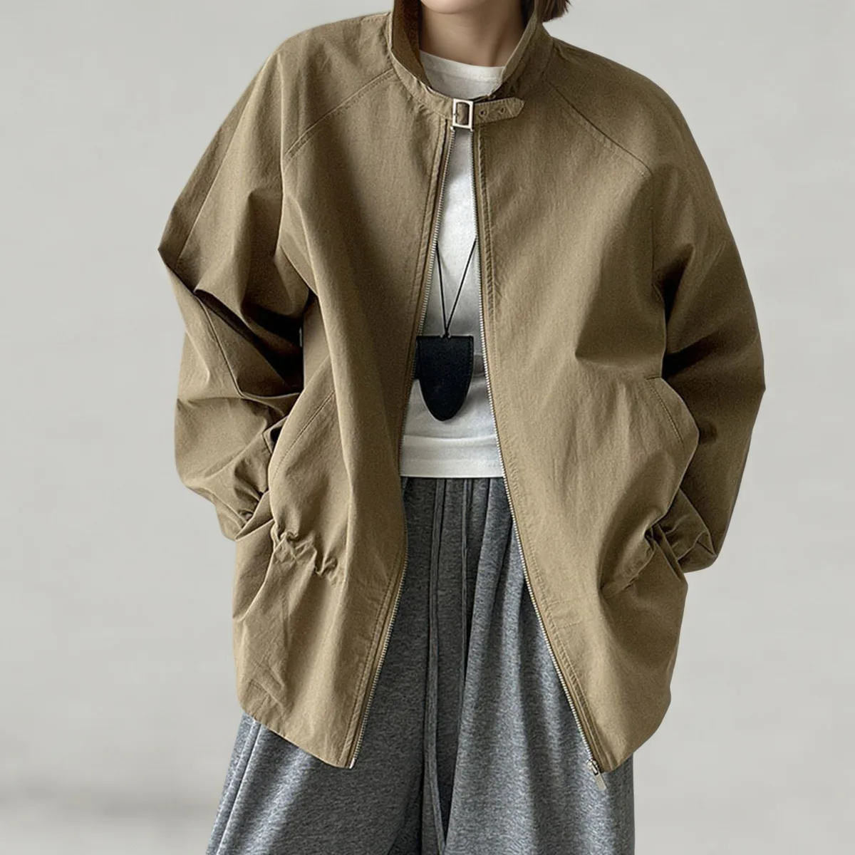 سترة CiCi برباط ملابس خارجية مريحة من مزيج القطن والنايلون لخريف وشتاء Y2K مستوحاة من أزياء الشارع الرائجة 2025 #4