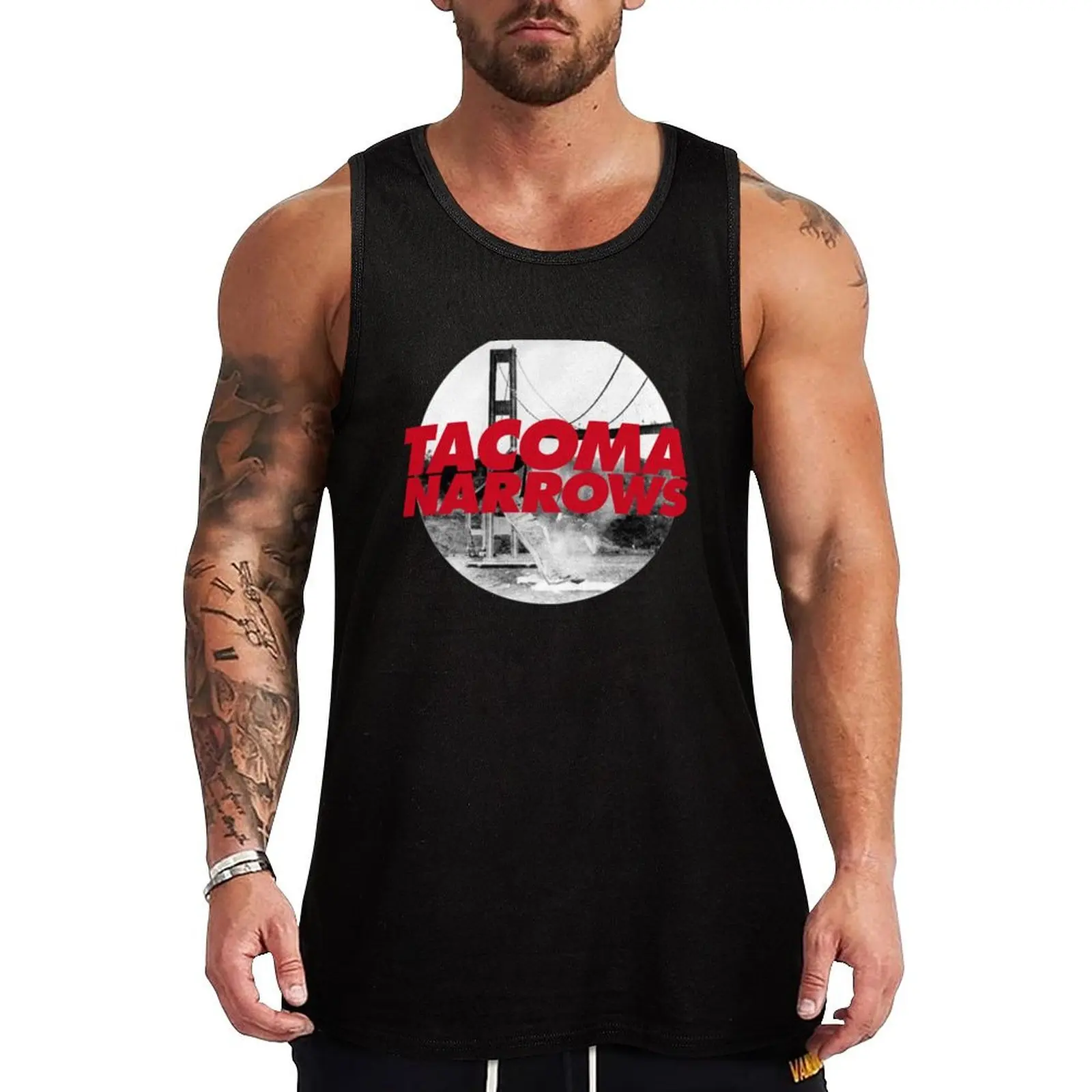 Tacoma Narrows Bridge Tank Top Neutral Print Tank Top Simple Graphic Sleeveless Wear