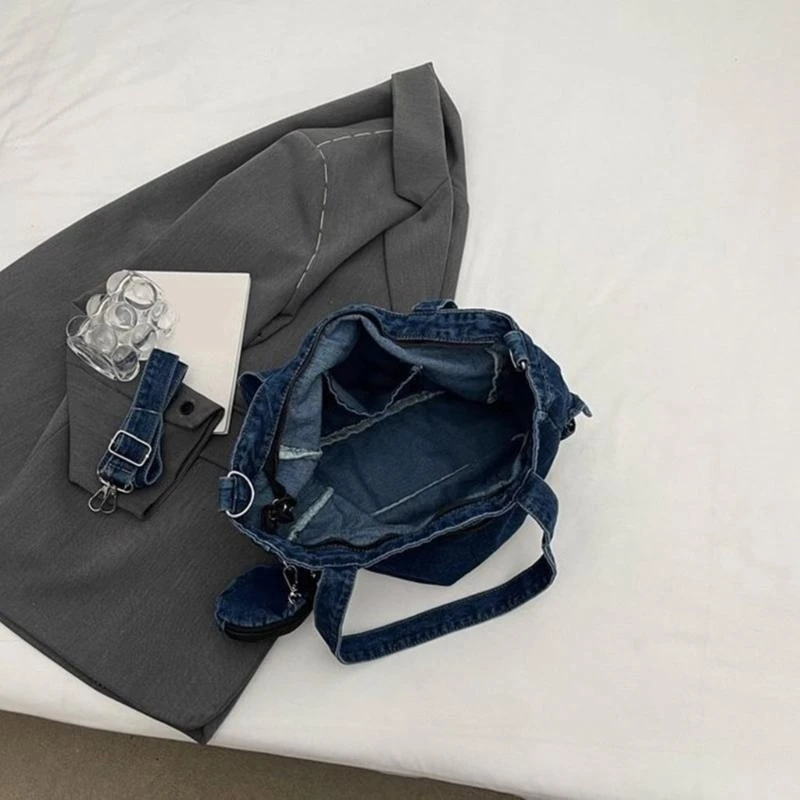 

G5AE Simple Jeans Shoulder Bag for Ladies with Ample Space for Essentials