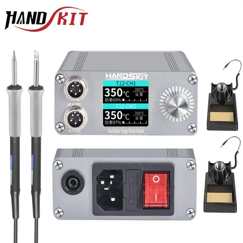 듀얼 핸들이 있는 T12-X2 디지털 납땜 스테이션 OLED 디스플레이 에너지 절약을 위한 STM 32 칩 자동 절전 기능
