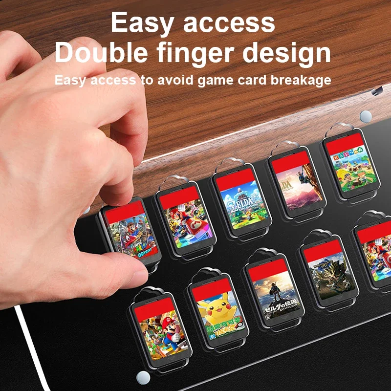 BANGSHE Wood Storage Stand Compatible With Nintendo Switch Luminous Game Cards Base Light Transparent Card Box For Switch Oled