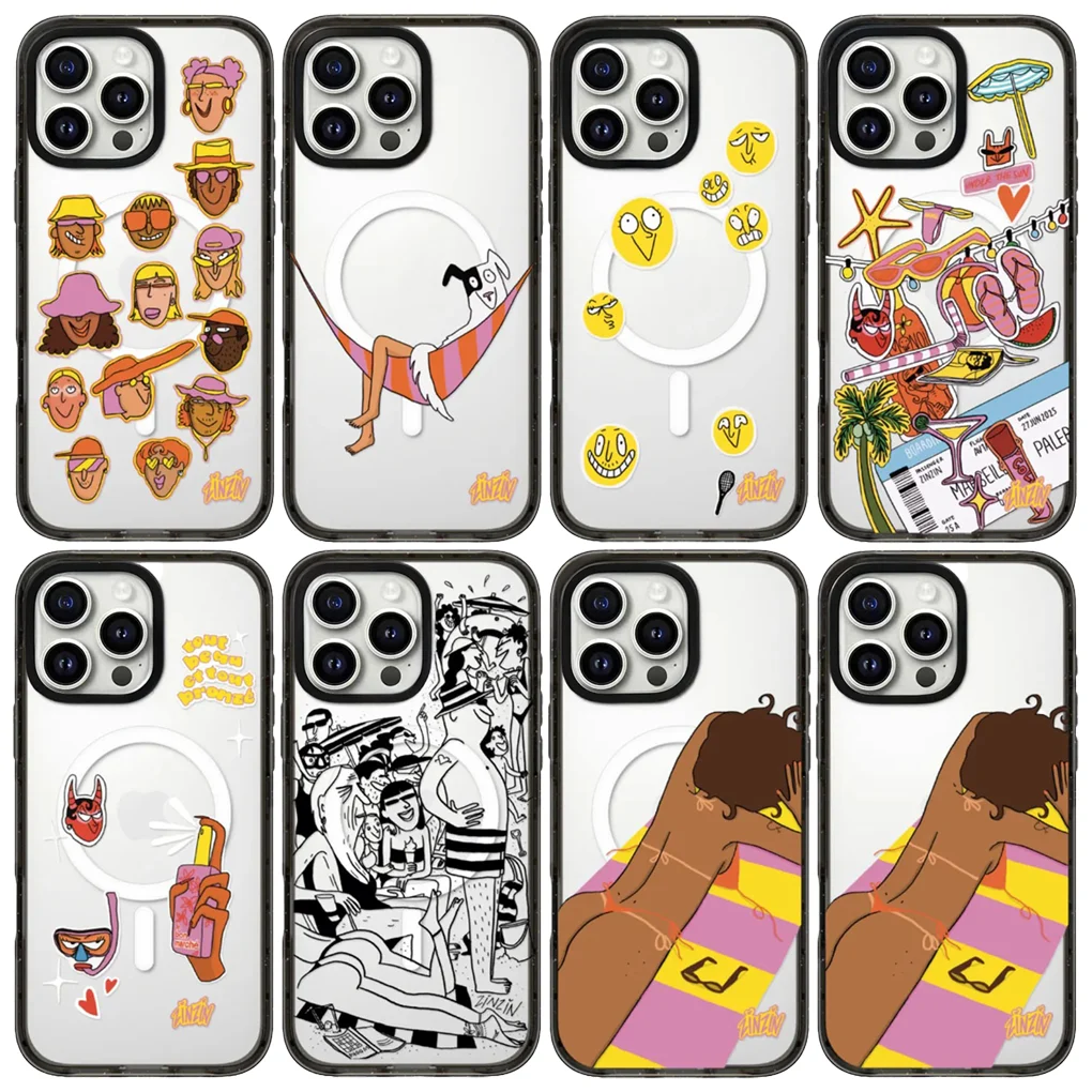 

Sunbathe 2.0 Acrylic Black Border Magnetic Phone Case Cover for IPhone 17 16 15 14 13 12 Pro Max Case
