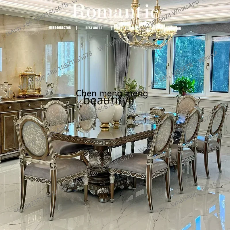 z183 French European hand-carved Windsor Castle series dining tables and chairs solid wood furniture customization