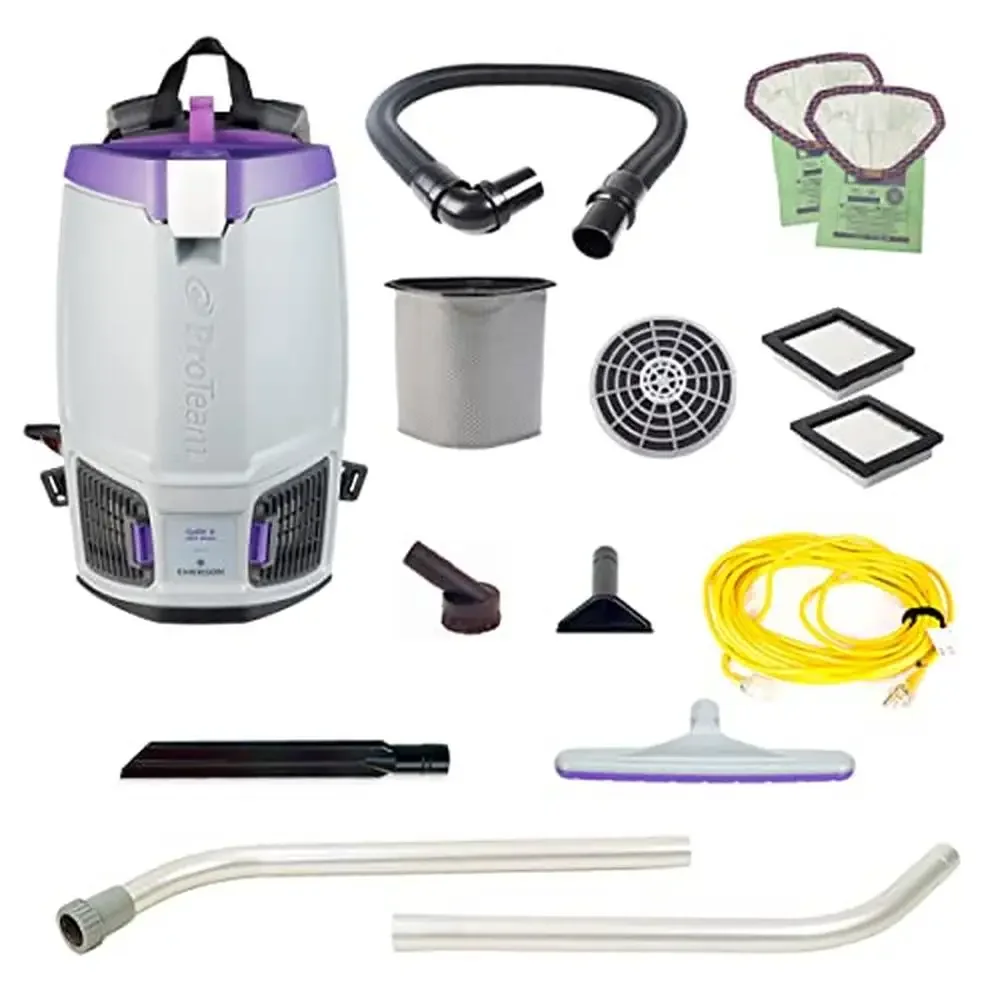 Commercial Backpack Vacuum with Xover Multi-Surface Wand Tool Kit Advanced Filtration System ProLevel Filtration Efficient