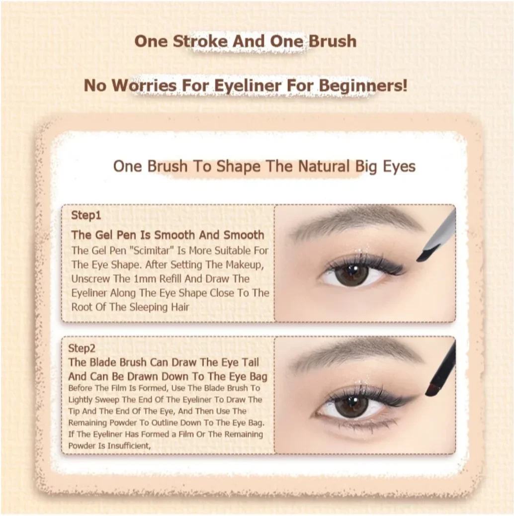 VEECCI Eyeliner-Stift, doppelseitig, integrierter Klingenpinsel, farbsichernd, langlebig, kein Verschmieren, 50 mg Augen-Make-up-Kosmetik