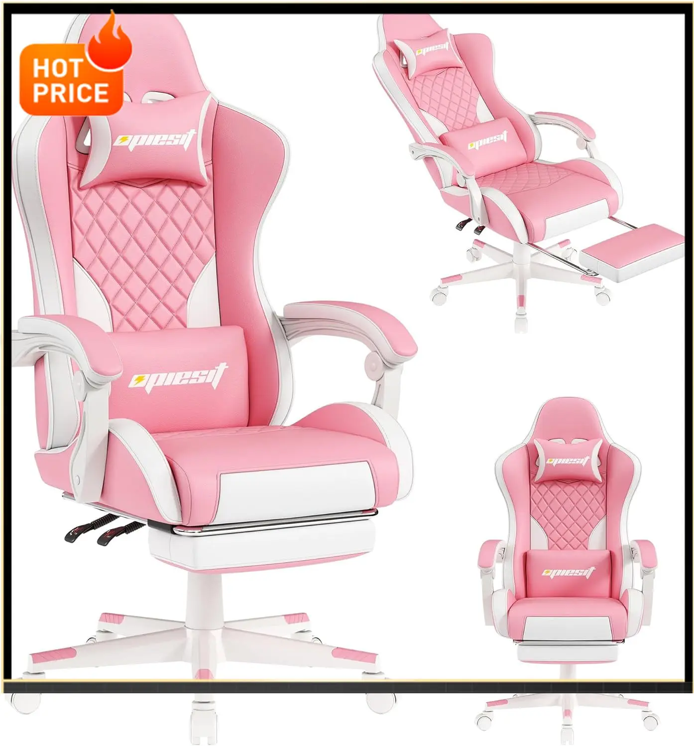 

BestsellerBestsellerGaming Chair,Ergonomic Computer Chairs for Adults with Footrest, PU Leather Office Chair with Adjustable Lum