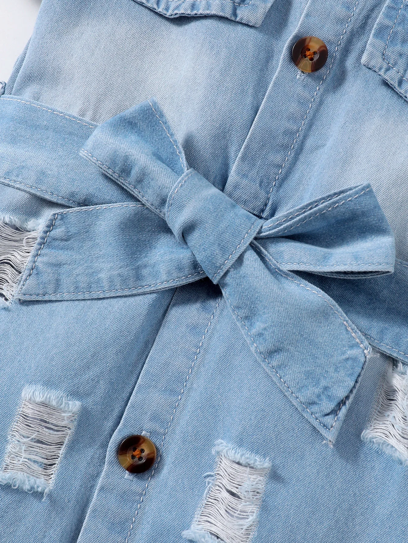 Baby girl solid color one-piece denim jacket