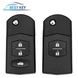 best key 2/3 Buttons Big Battery Hold Flip Folding Remote Car Key Case Fob For MAZDA 3 5 6 Series M6 RX8 MX5 With Uncut Blade