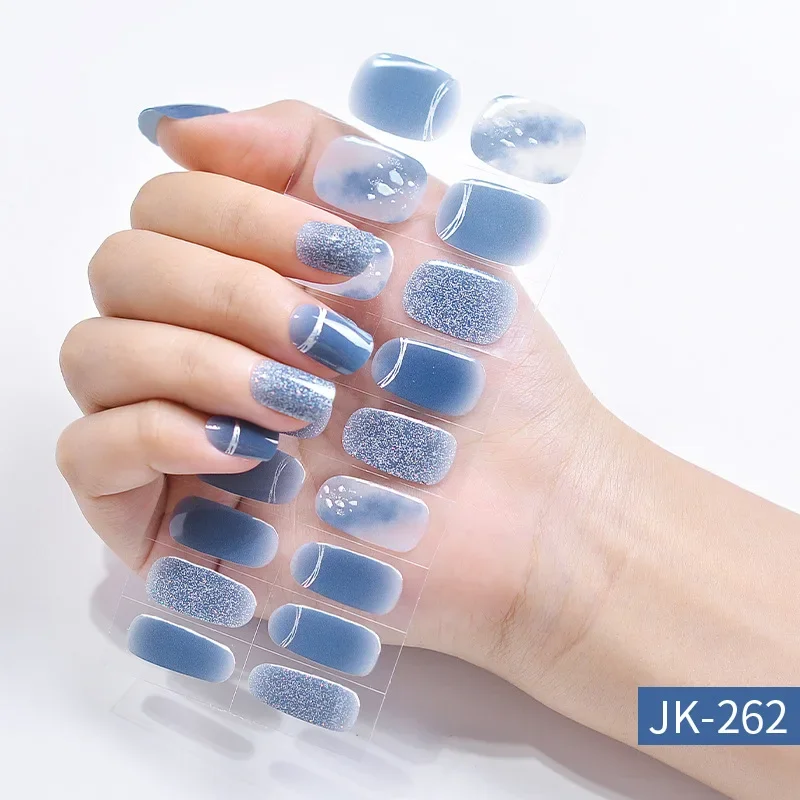 Bandes Adhésives pour Ongles en Gel Semi-Durci, Glissière de Manucure, Décor à Paillettes, Besoin d'une Lampe UV LED, Décalcomanies à la Mode