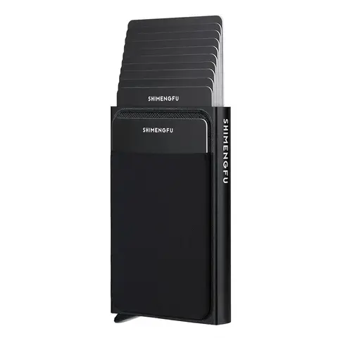 Automatic Flip Card Side Push Card Holder Sleeve Large Capacity 12 Cards Slot Metal Cards Box Men Credit Card Anti-theft Wallets