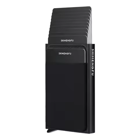 Automatic Flip Card Side Push Card Holder Sleeve Large Capacity 12 Cards Slot Metal Cards Box Men Credit Card Anti-theft Wallets