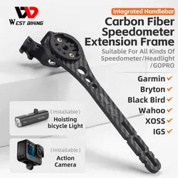 WEST BIKING Carbon Fiber Speedometer Extension Frame Integrated Handlebar Bicycle Computer Stand Ultralight Durable Lamp Bracket