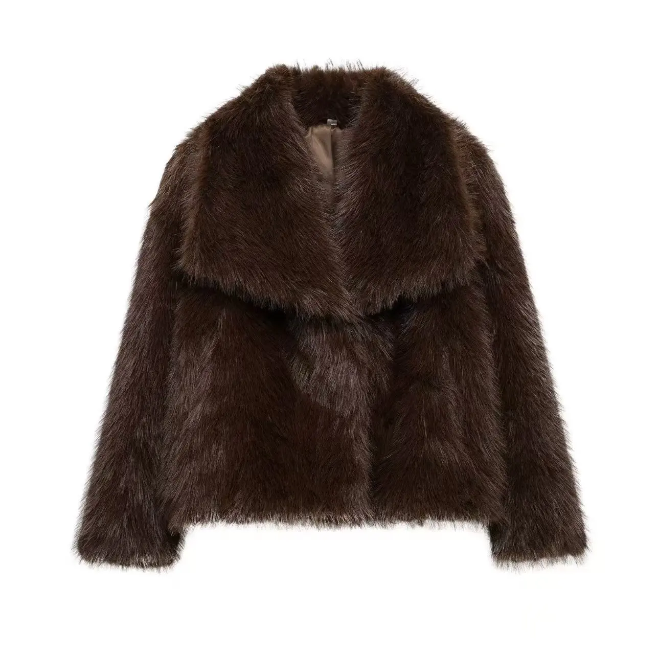 2026 Winter Women's Faux Fox Fur Coat Fluffy Lapel Thick Warm Eco-friendly Furry Jacket Casual Loose Short Plush Overcoat