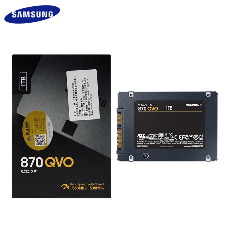 Samsung-内蔵ハードディスク,870 qvo,sata 3.0,ssd,560 mbps,qlc,オリジナル,1テラバイト