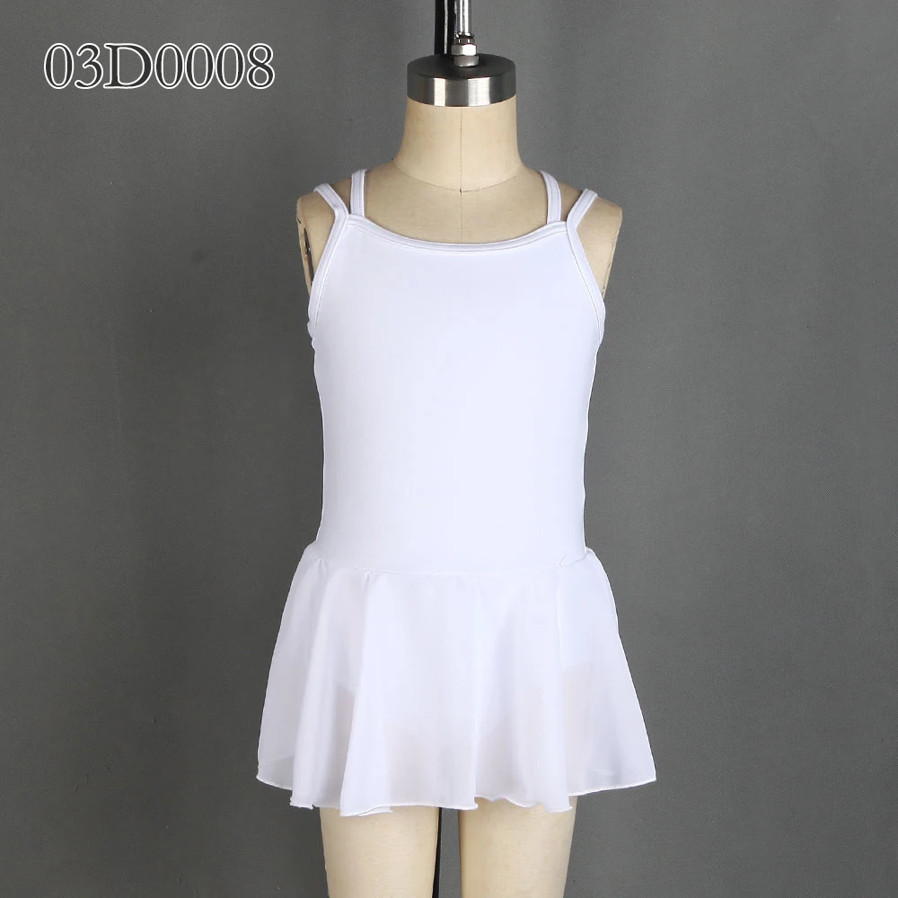 

03D0008 Top Quality Children's Double Straps Skirted Leotard Cotton Lycra and Chiffon Ballet Dance Wear Practing Leotards