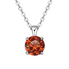 Classic Yellow Gold Cubic Zirconia Pendant 18K Silver Plated - Silver Orange