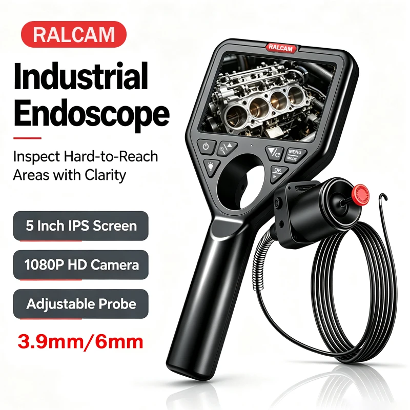 RALCAM 4‑Way Rotatable Detachable Industrial Endoscop HD Camera with Steel Joystick, for Pipeline and Home Inspection