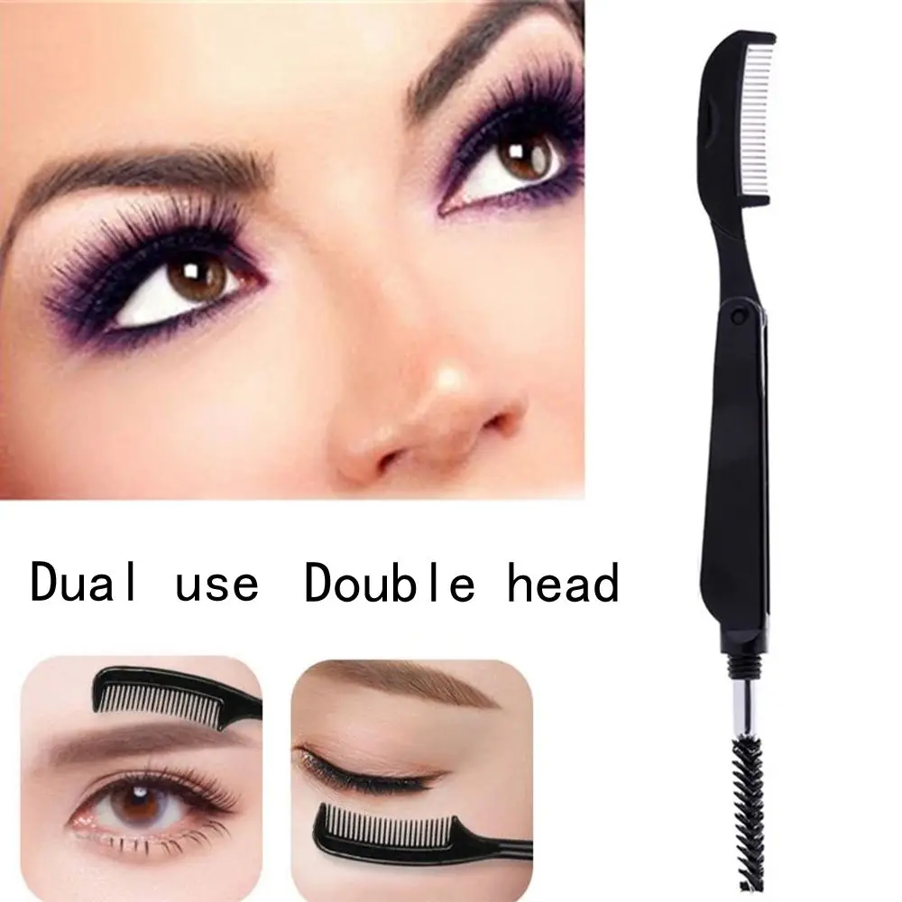 Peigne à double tête pliable en métal pour extension de cils, brosse de maquillage, outils cosmétiques, mode