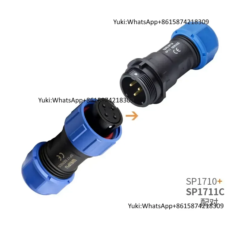 IP68 Waterproof Cable Connector WEIPU SP17 Series SP1710 SP1711 SP1712 Copper 2Pin 3 4 5 7 9 10Pin Reverse Male Plug for