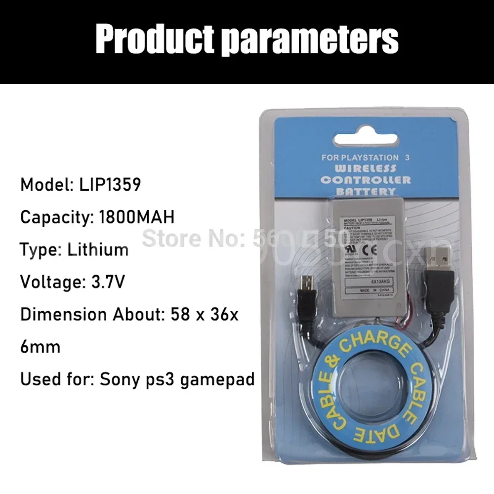3.7V 1800mAh LIP1359 Lithium Battery with USB Cable for Sony PS3 PlayStation3 PS3 Wireless Controller Rechargeable Batteria