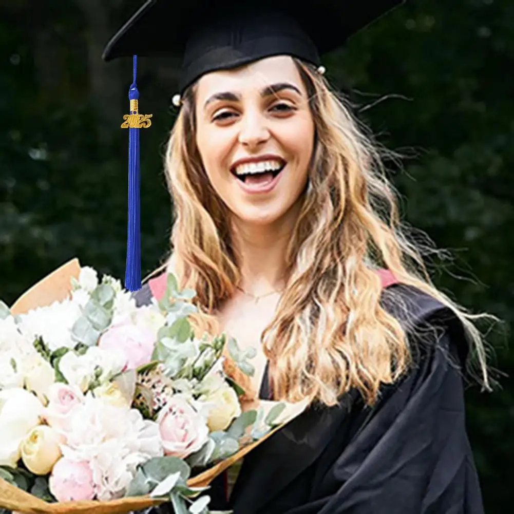 Abschlusshut-Quaste mit Datumsanhänger 2025, einfarbig, 40 cm Länge, Kappe, Hornor-Quaste für Master, Junggesellenabschied, Schule, Abschluss, Seaso