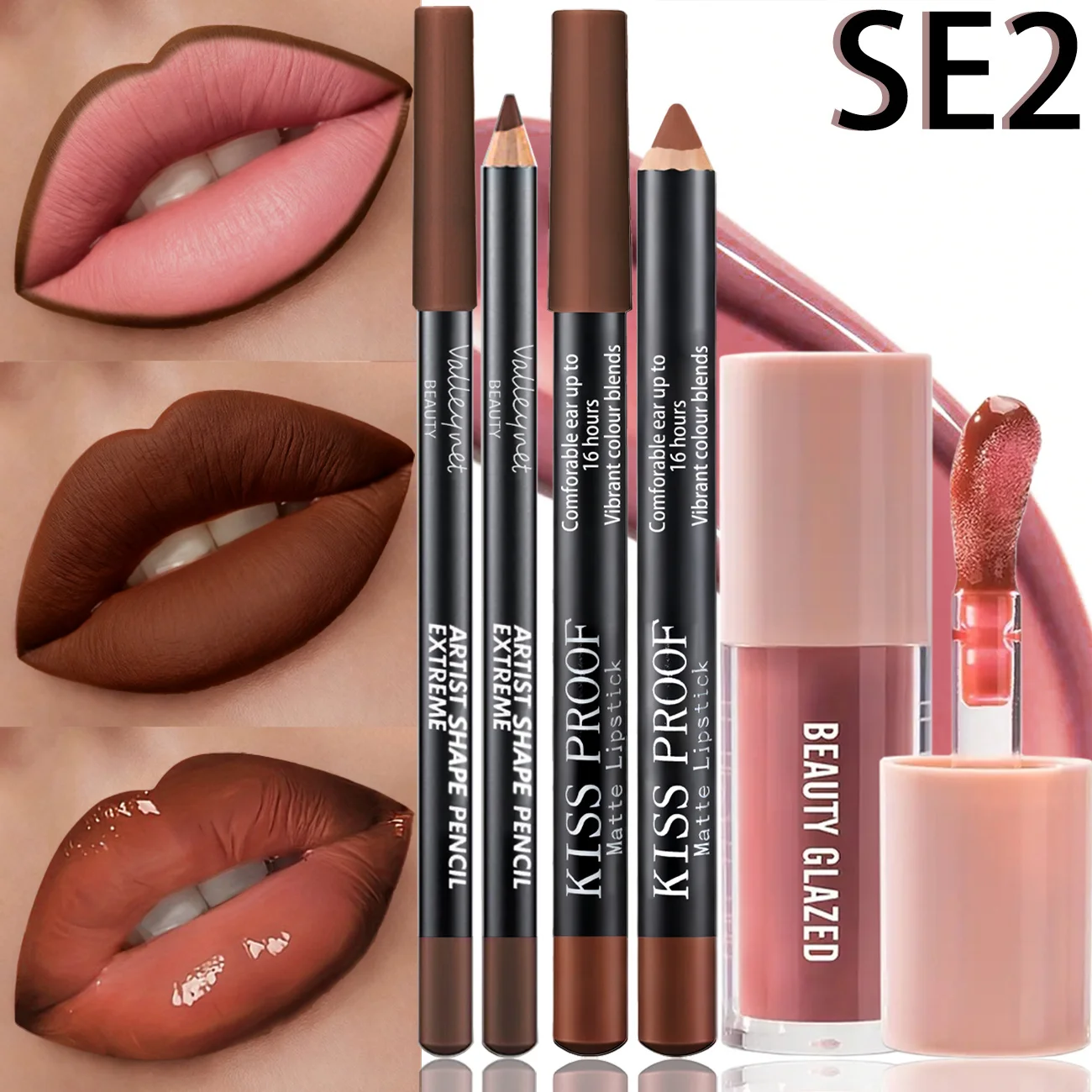 3 قطعة/المجموعة ماكياج الشفاه مجموعة طويلة الأمد للماء الشفاه بطانة ماتي أحمر الشفاه + ترطيب ملمع الشفاه الشفاه كومبو مجموعة ماكياج الشفاه #3