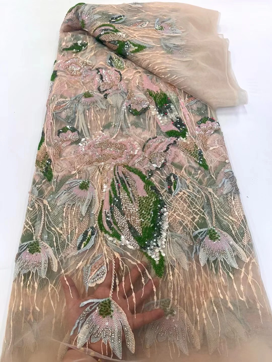 Luxury French Mesh Lace Fabric High-Quality Sequins for Women Wedding Party Dresses African Nigerian Style Sewing