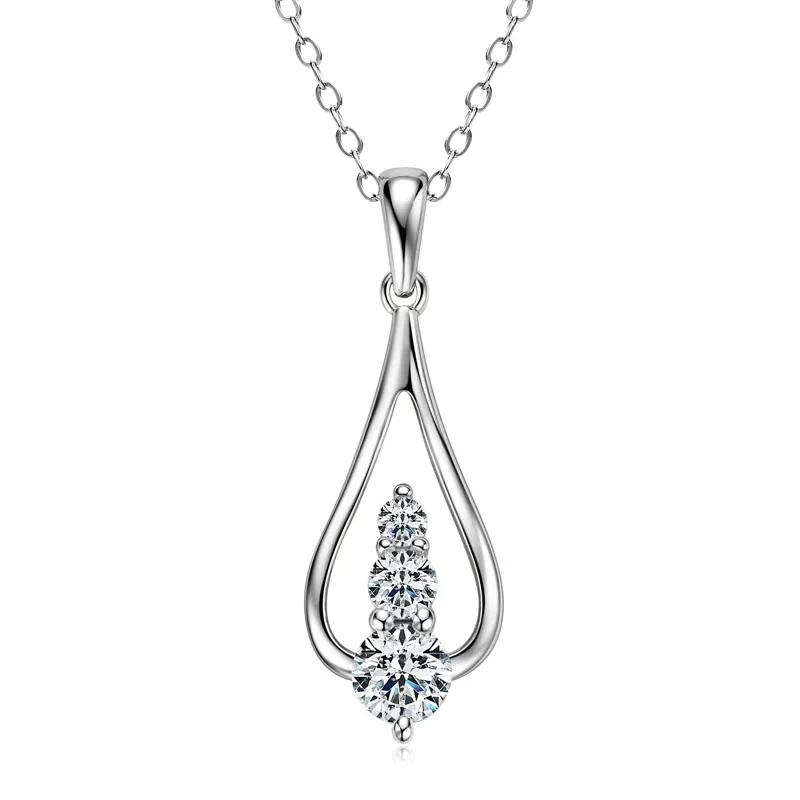 

2024 Cross-border New Light Luxury Temperament Water Drop Moissanite Pendant Sterling Silver S925 High-end Angel Tears Necklace
