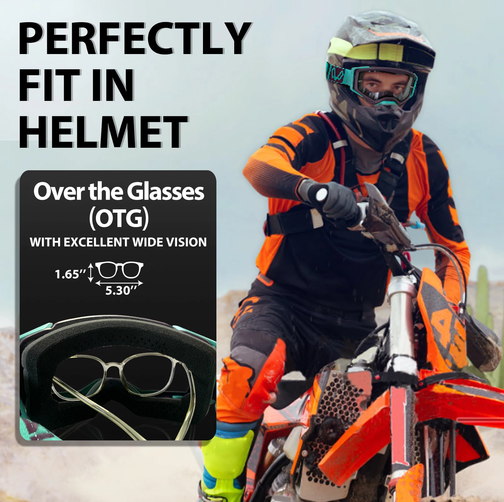 Vozapow Motorcycle Goggles Fit Over Glasses Anti Fog Off Road Motocross Cycling Riding Goggles For Men Anti Impact Dustproof