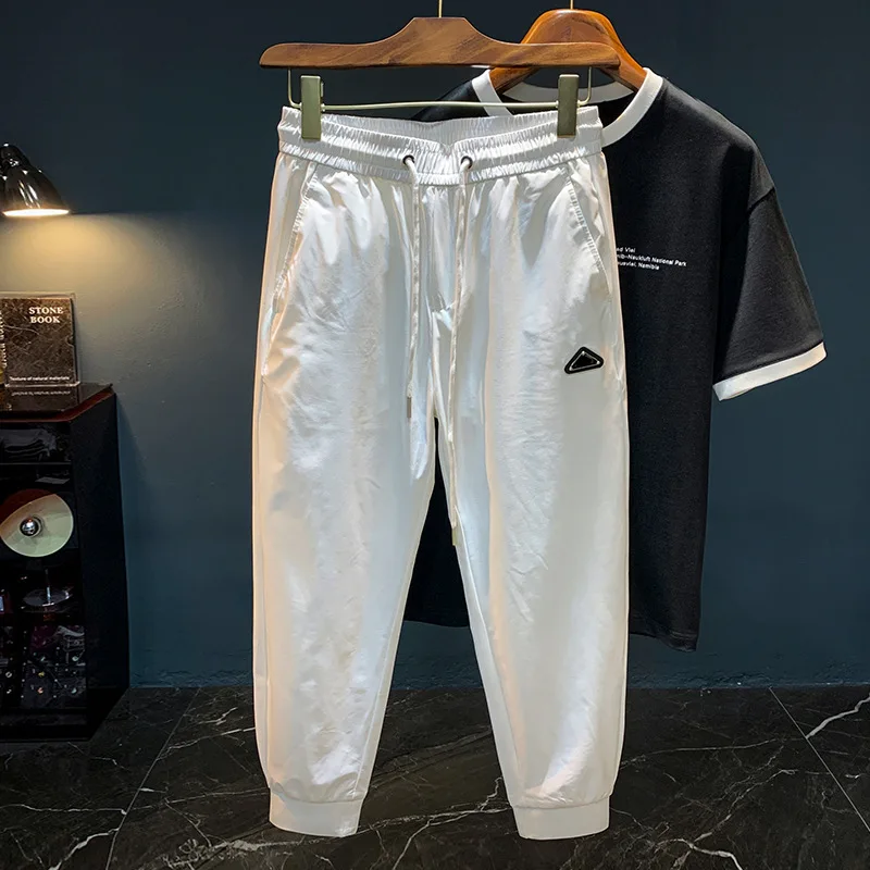 Summer thin casual pants for men, loose fitting and ankle binding, sporty and fashionable, quick drying long pants