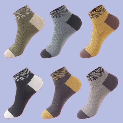 6 Pairs Colorful Mid-calf Men's Socks Sweat-Absorbent and Deodorant Autumn and Winter Socks Trendy Solid Color Sports Socks
