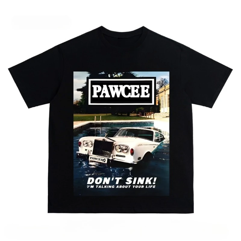 

American retro street car fashion brand printed short-sleeved T-shirt for men, loose summer versatile couple top