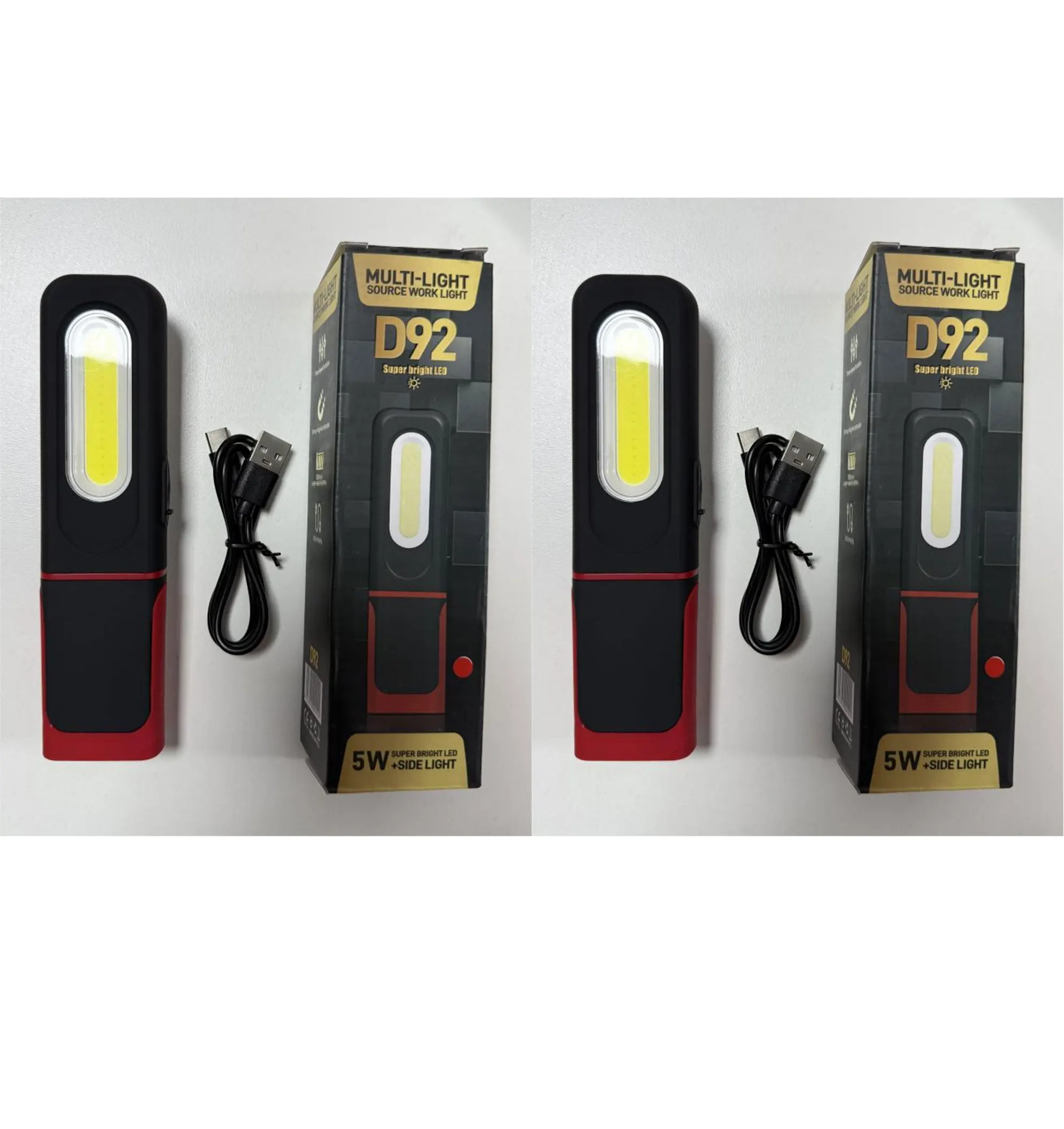 Tragbare USB-wiederaufladbare Arbeitsleuchte, magnetische COB-LED-Taschenlampe, Hängelampe mit eingebautem Akku, 1200 mAh, Camping-Taschenlampe